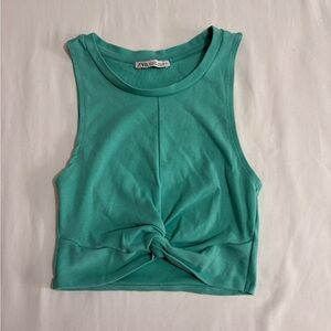 Zara Turquoise Twist Front Crop Top